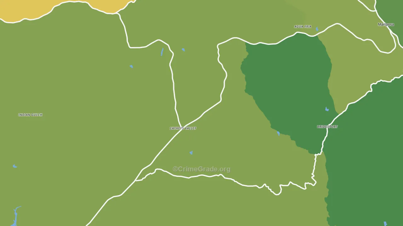 Catheys Valley, CA Map of Theft Rates