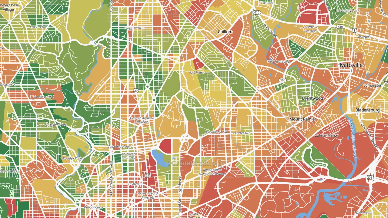 Catholic University-Brookland, Washington, DC Map of Theft Rates