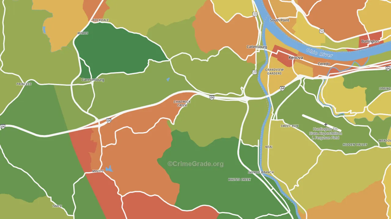 Catlettsburg, KY Map of Theft Rates