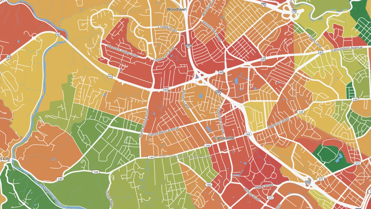 Catonsville Heights, Catonsville, MD Map of Theft Rates