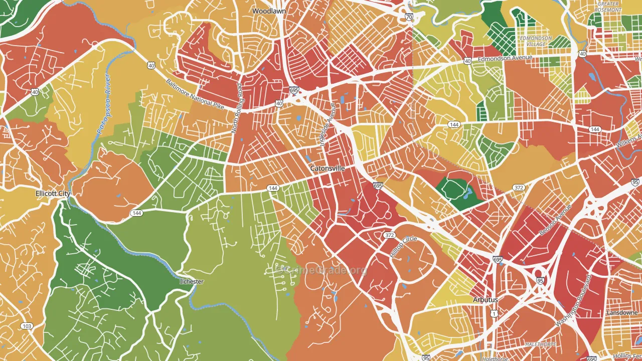 Catonsville, MD Map of Theft Rates