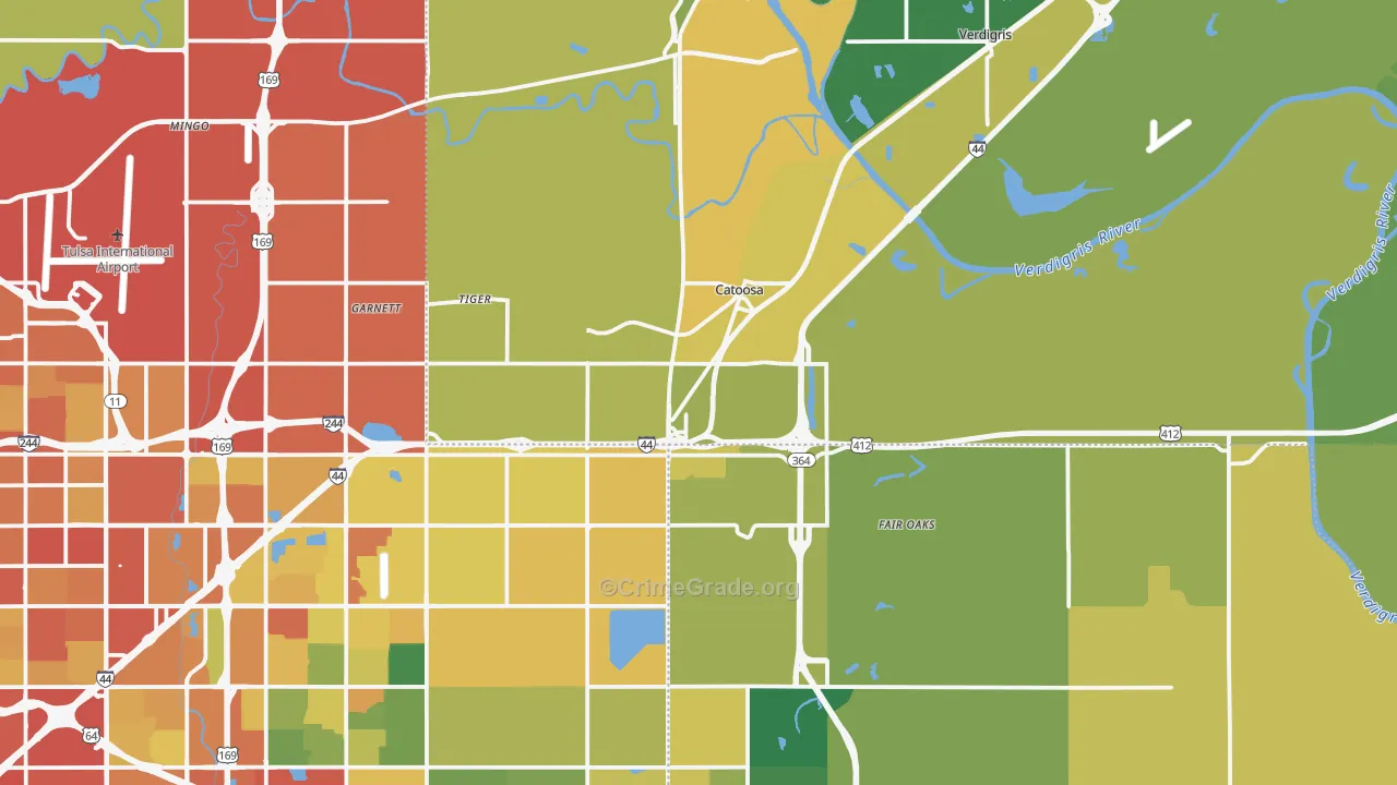 Catoosa, OK Map of Theft Rates