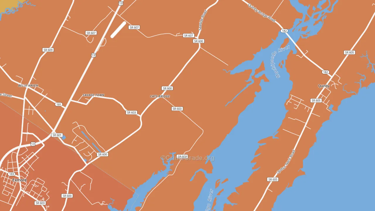 Cats Bridge, VA Map of Theft Rates