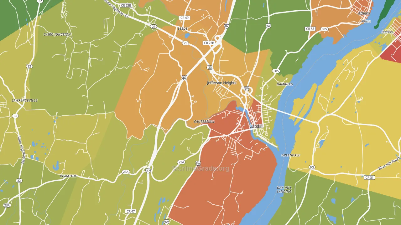 Catskill, NY Map of Theft Rates