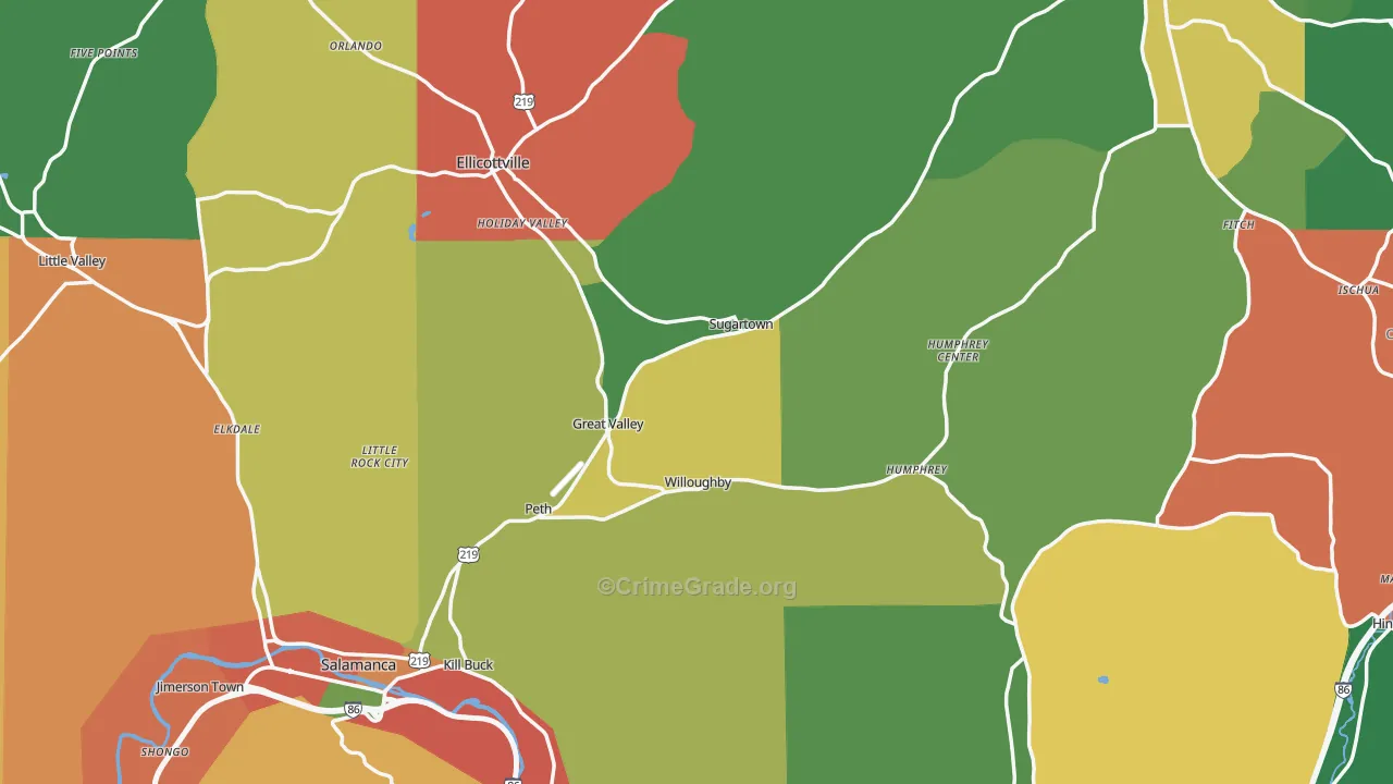 Cattaraugus County, NY Map of Theft Rates