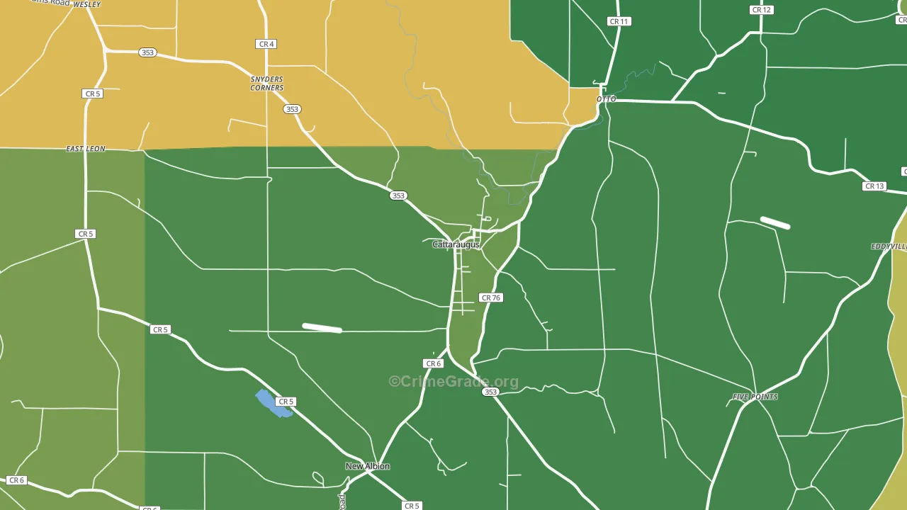 Cattaraugus, NY Map of Theft Rates
