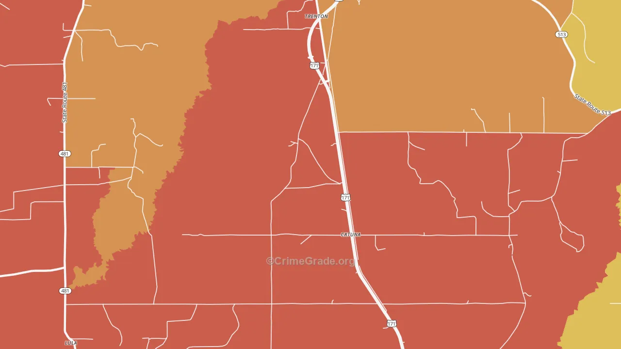 Catuna, LA Map of Theft Rates