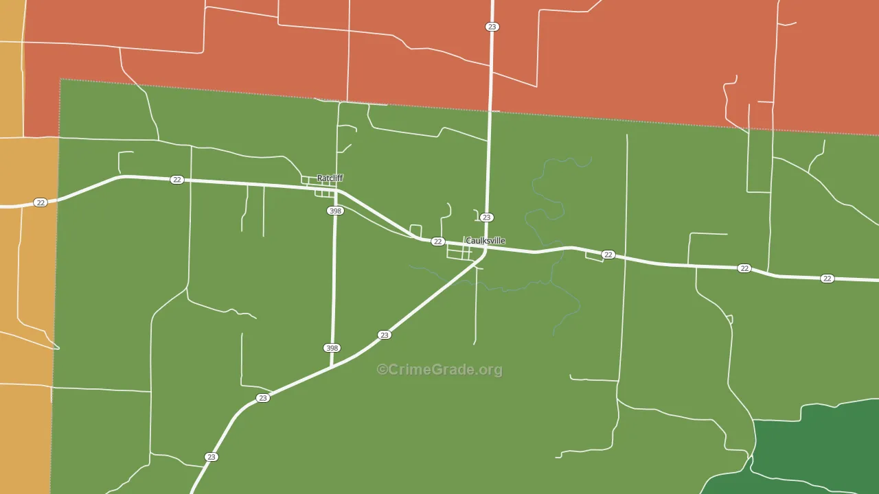 Caulksville, AR Map of Theft Rates
