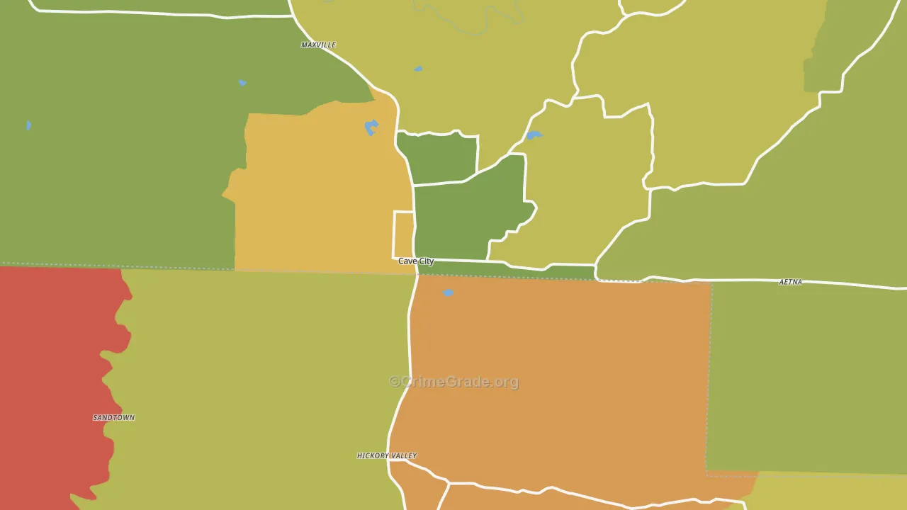 Cave City, AR Map of Theft Rates