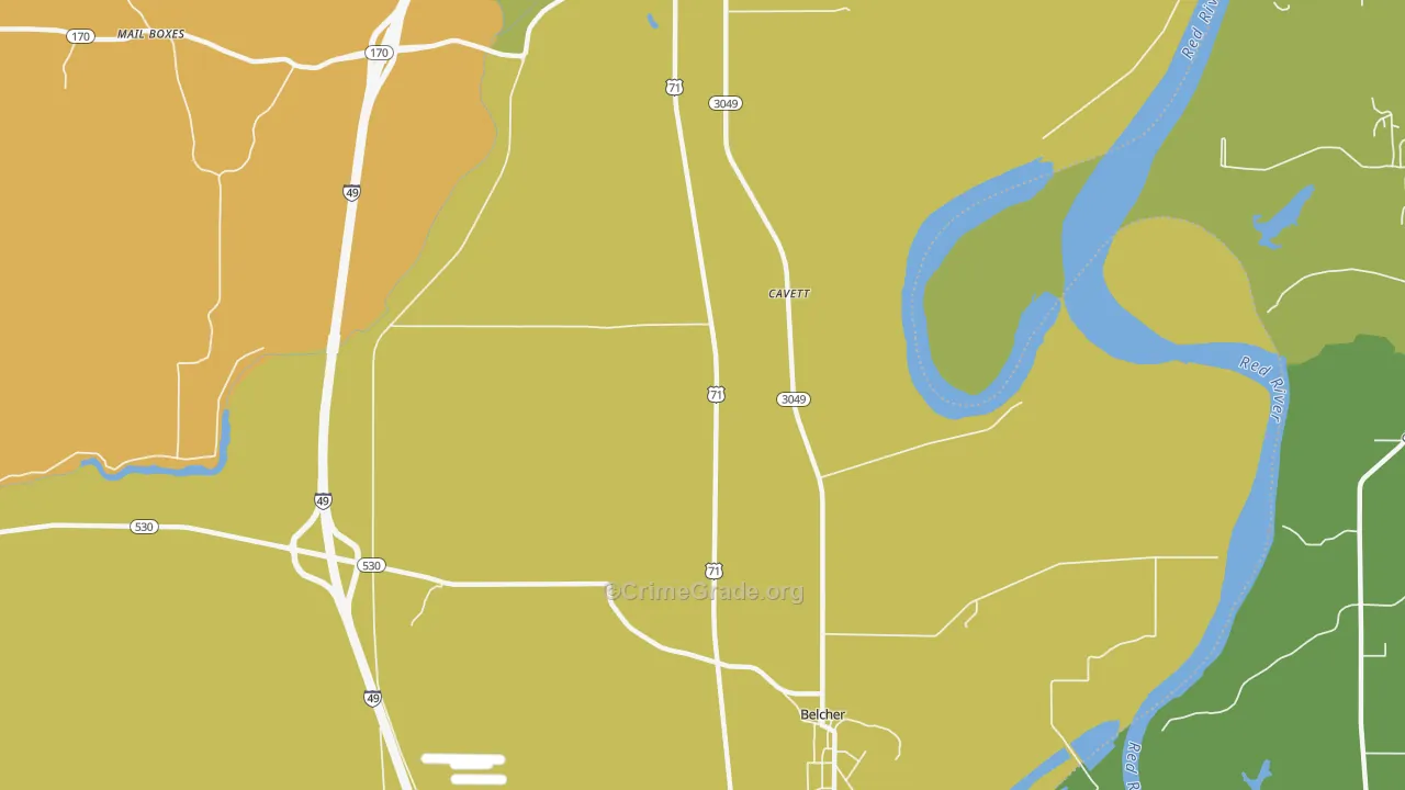 Cavett, LA Map of Theft Rates