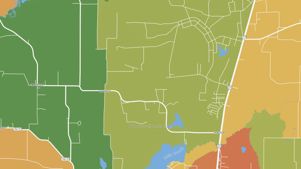 Cavines, TX Map of Theft Rates