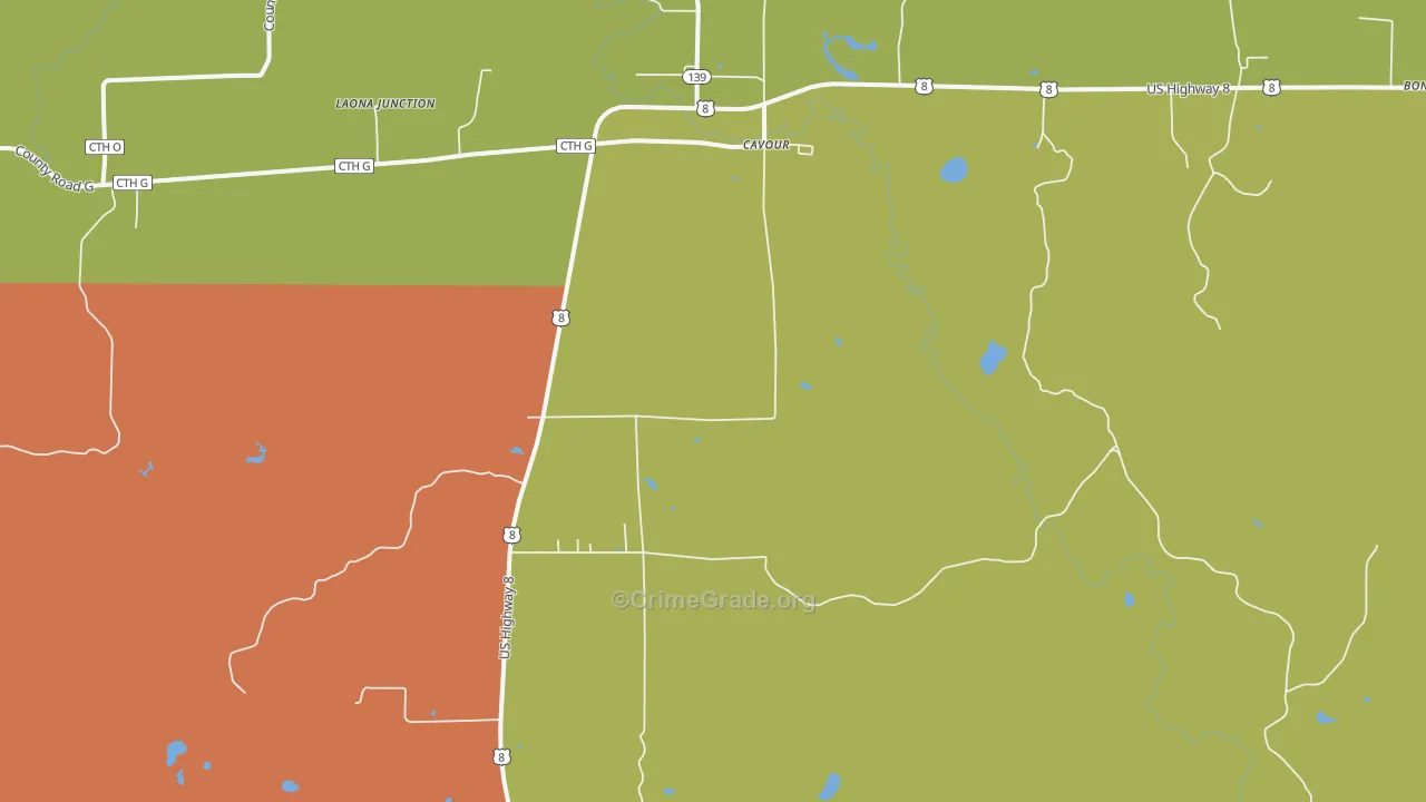 Cavour, WI Map of Theft Rates