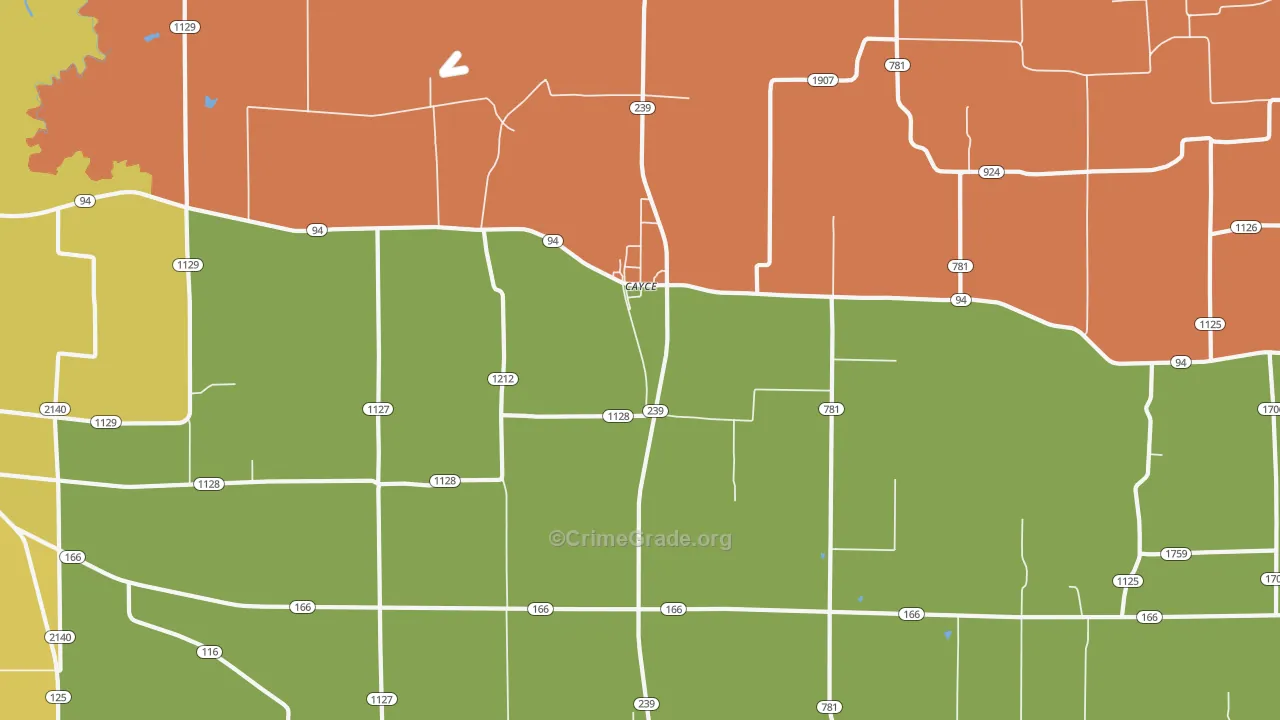 Cayce, KY Map of Theft Rates