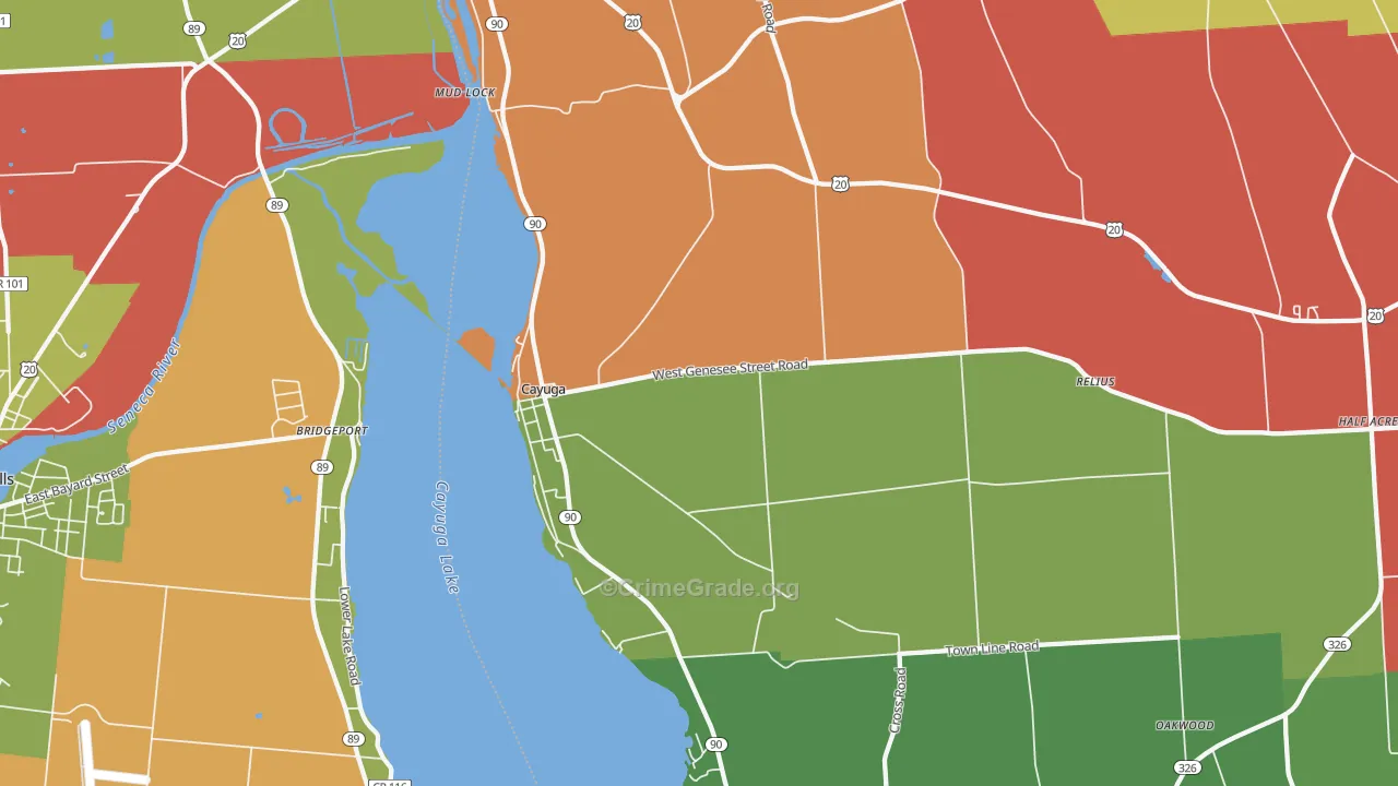 Cayuga, NY Map of Theft Rates