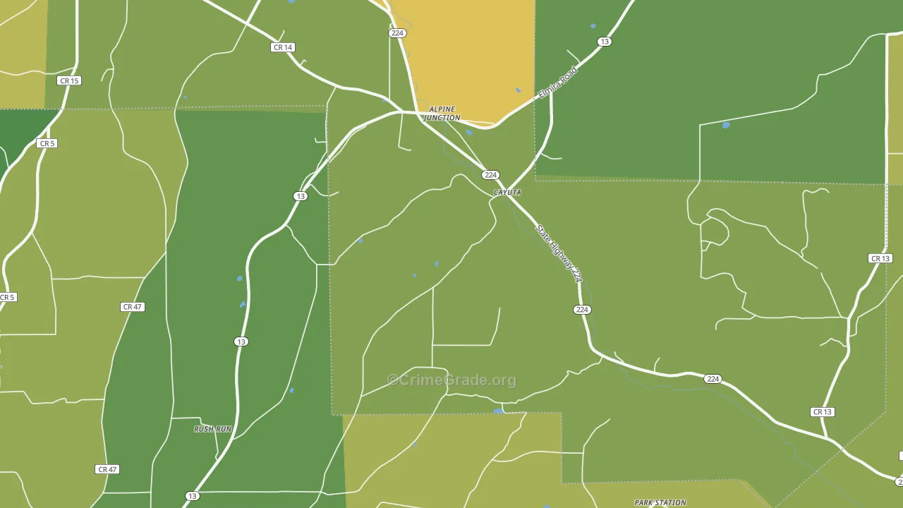 Cayuta, NY Map of Theft Rates