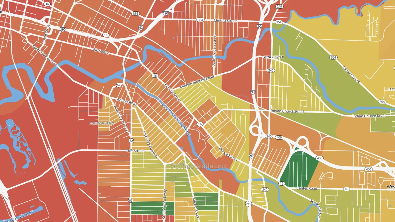 Cazenovia Park, Buffalo, NY Map of Theft Rates