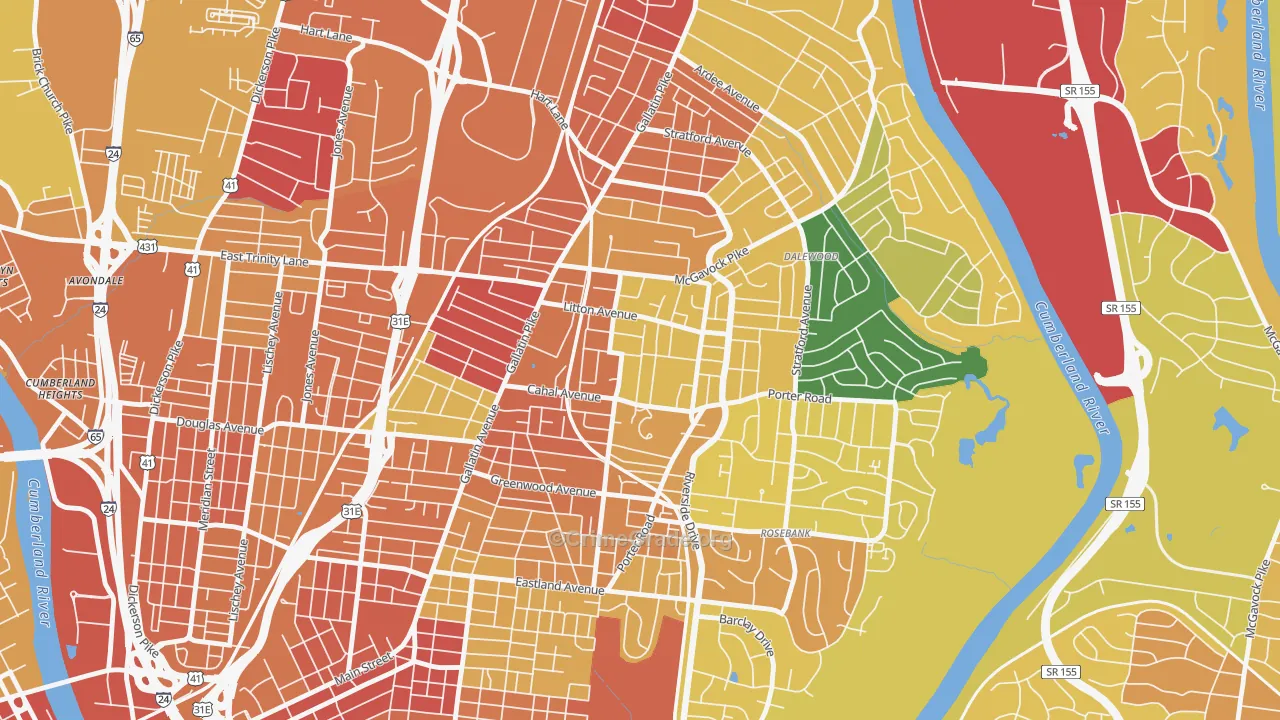 CCSI-South Inglewood, Nashville, TN Map of Theft Rates