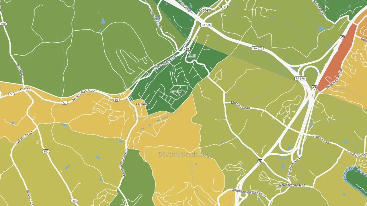Cecil-Bishop, PA Map of Theft Rates