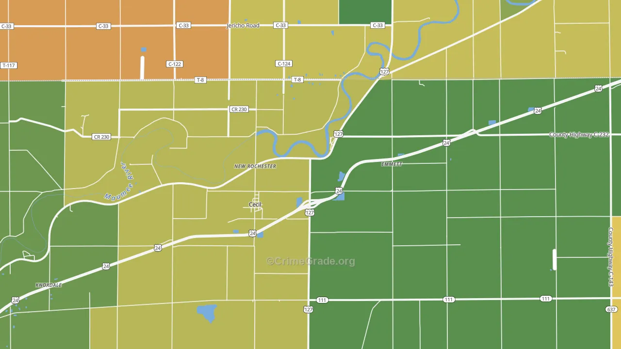Cecil, OH Map of Theft Rates