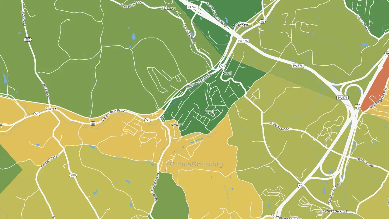 Cecil, PA Map of Theft Rates