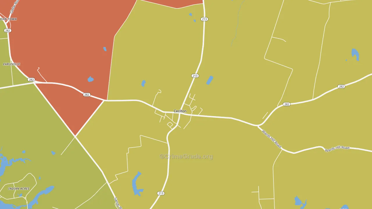 Cecilton, MD Map of Theft Rates