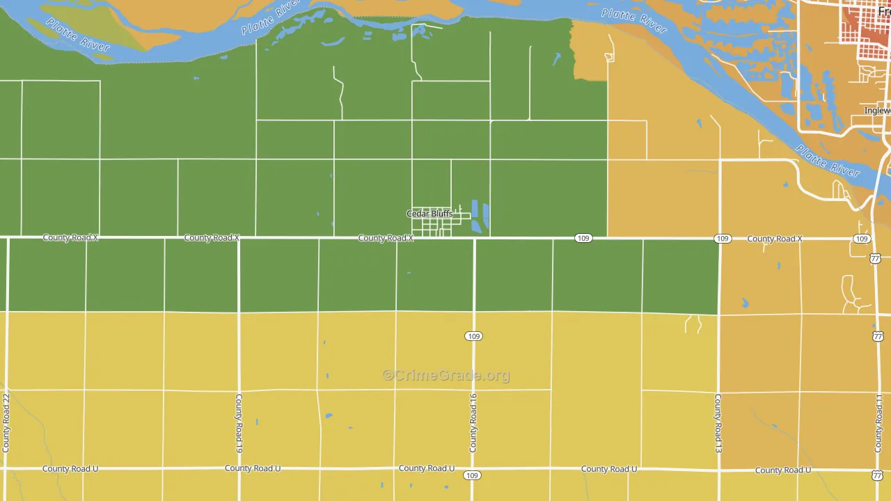 Cedar Bluffs, NE Map of Theft Rates