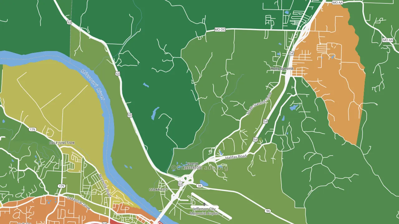 Cedar City, MO Map of Theft Rates