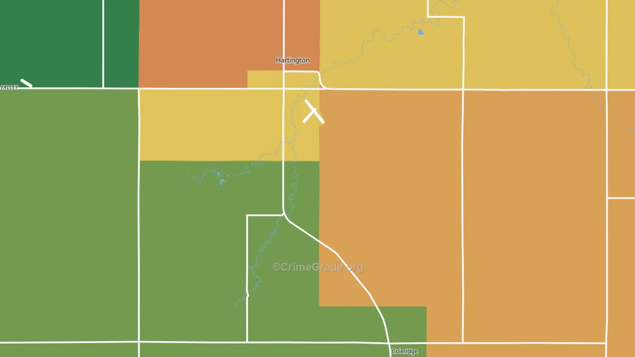 Cedar County, NE Map of Theft Rates