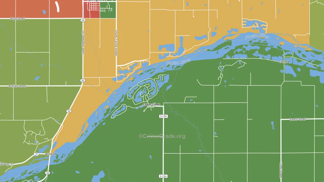 Cedar Creek, NE Map of Theft Rates
