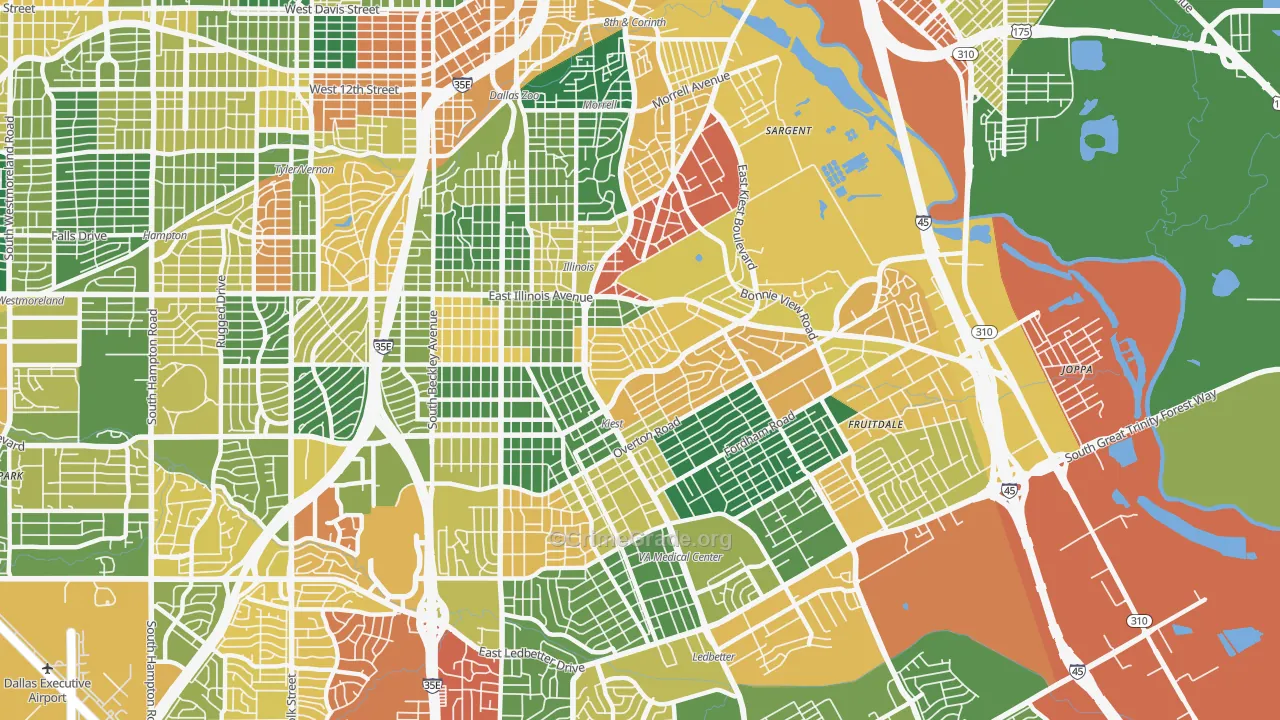 Cedar Crest, Dallas, TX Map of Theft Rates