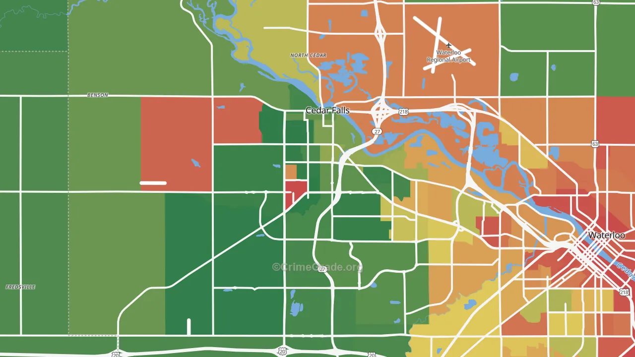 Cedar Falls, IA Map of Theft Rates