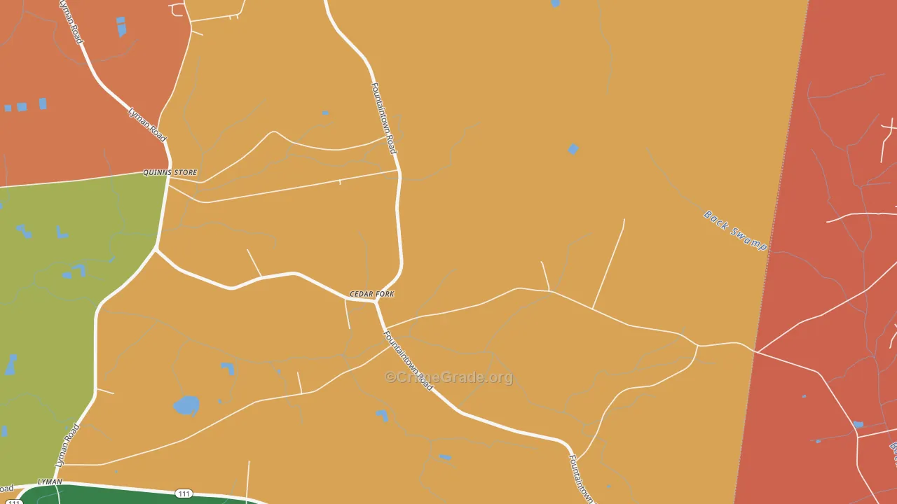 Cedar Fork, NC Map of Theft Rates