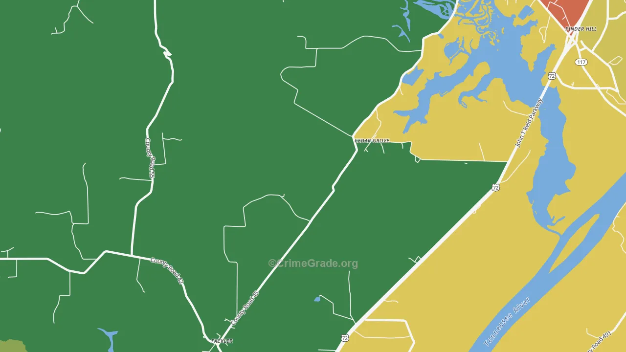 Cedar Grove, AL Map of Theft Rates