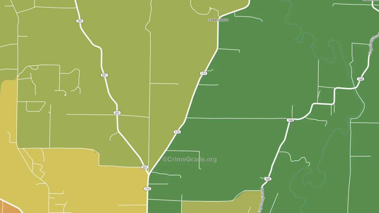 Cedar Grove, AR Map of Theft Rates