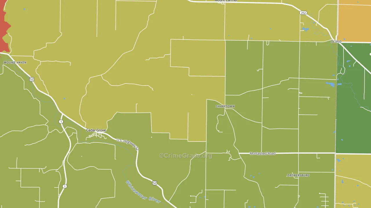 Cedar Grove, IN Map of Theft Rates