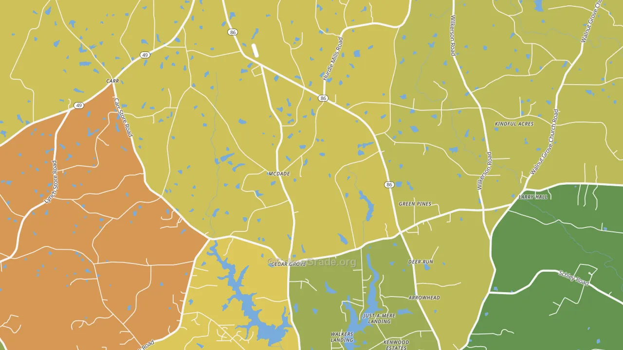 Cedar Grove, NC Map of Theft Rates