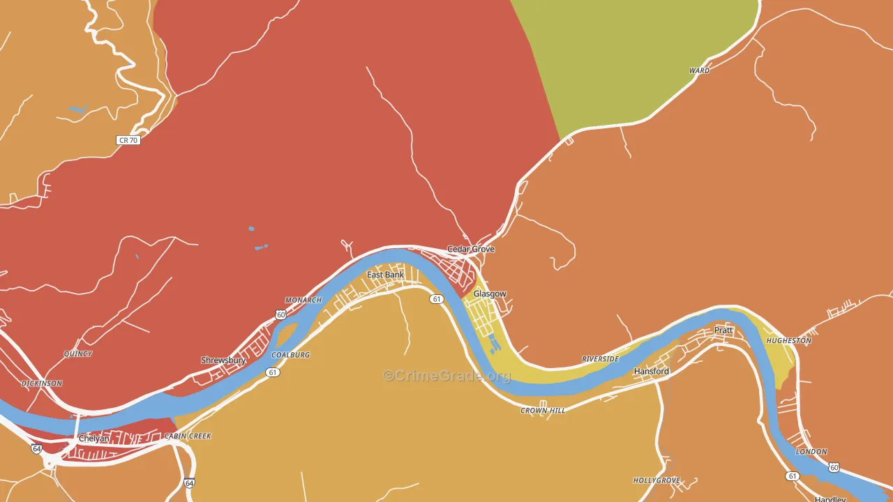 Cedar Grove, WV Map of Theft Rates