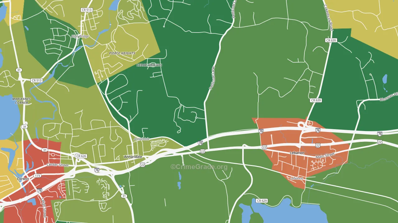 Cedar Heights, NJ Map of Theft Rates