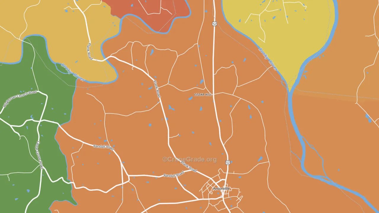 Cedar Hill, NC Map of Theft Rates