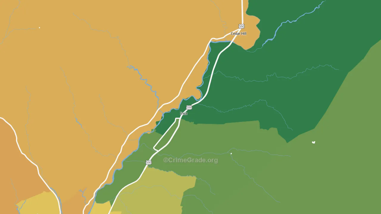 Cedar Hill, NM Map of Theft Rates