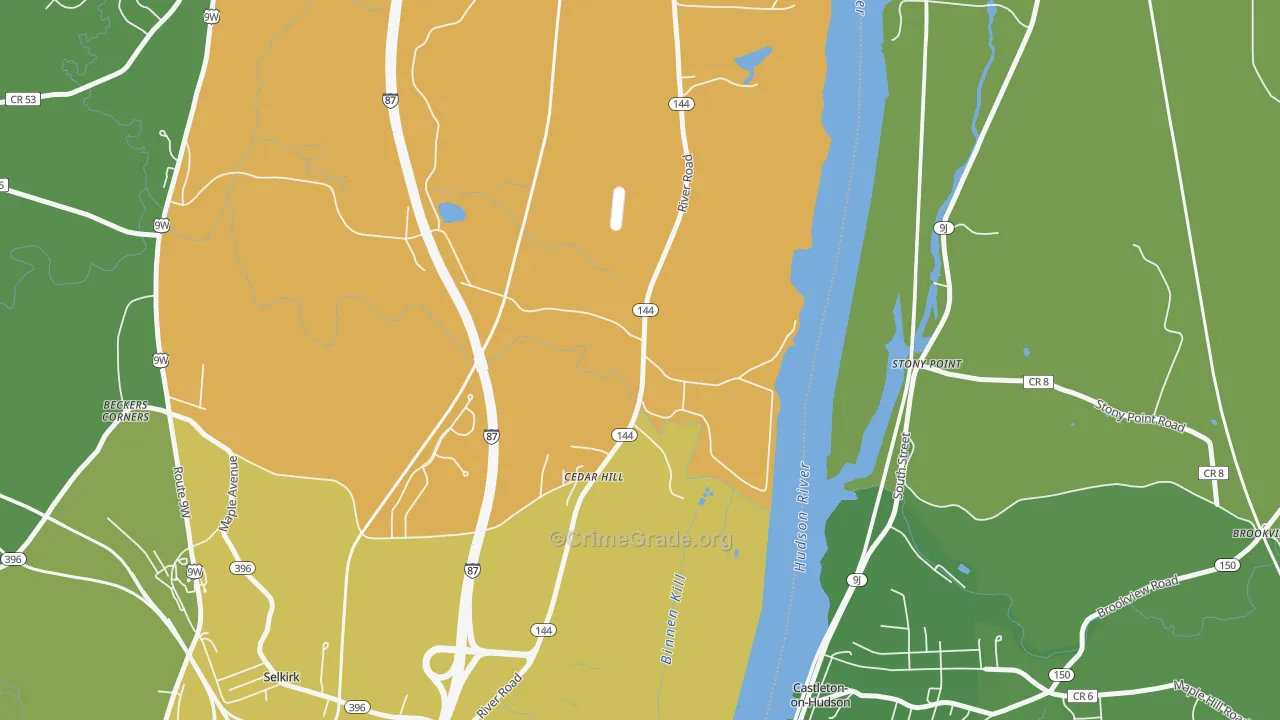 Cedar Hill, NY Map of Theft Rates