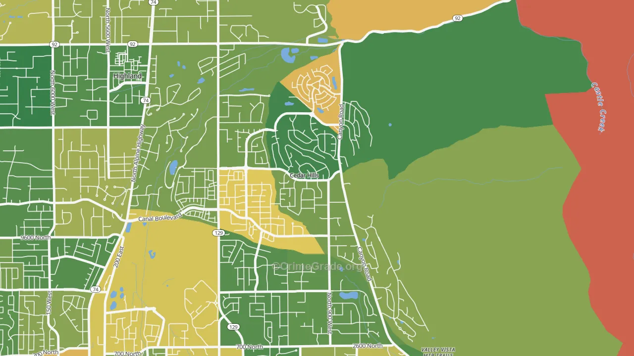 Cedar Hills, UT Map of Theft Rates