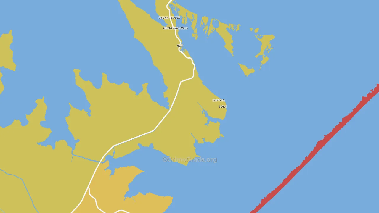 Cedar Island, NC Map of Theft Rates