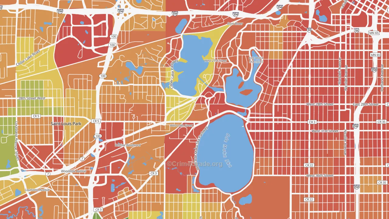 Cedar-Isles-Dean, Minneapolis, MN Map of Theft Rates