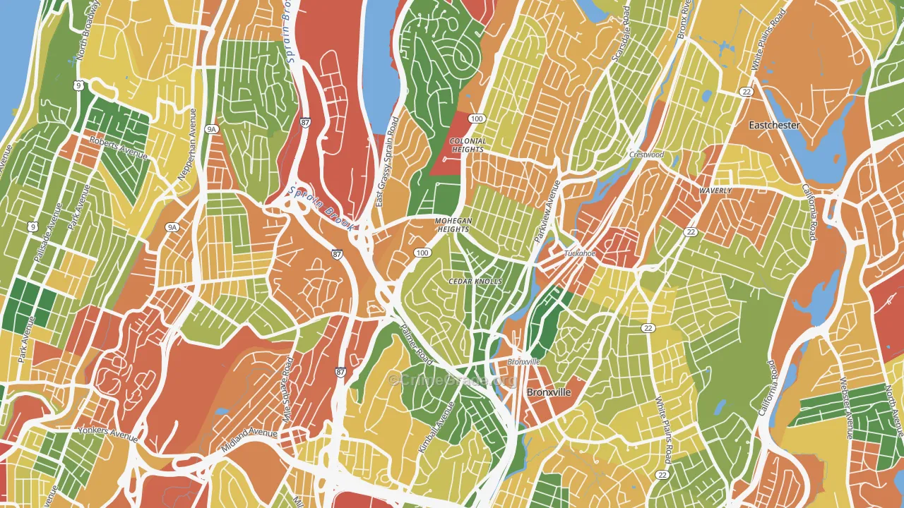 Cedar Knolls, Bronxville, NY Map of Theft Rates