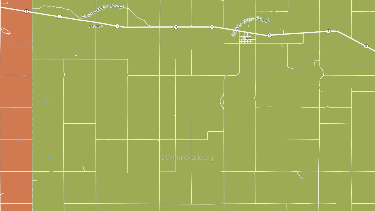 Cedar, KS Map of Theft Rates