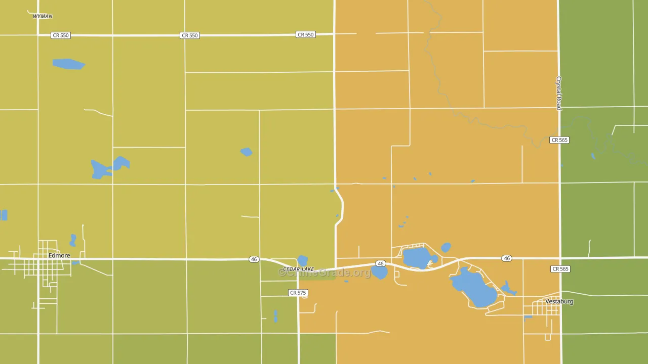 Cedar Lake, MI Map of Theft Rates
