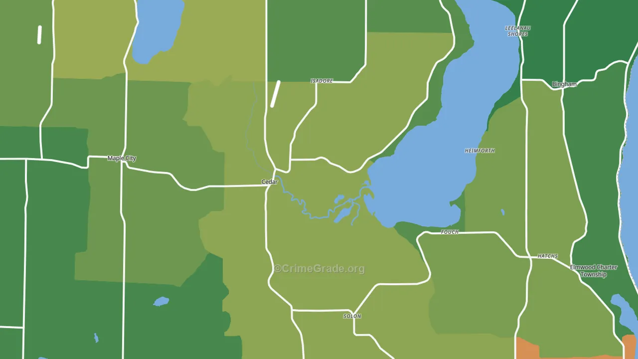 Cedar, MI Map of Theft Rates