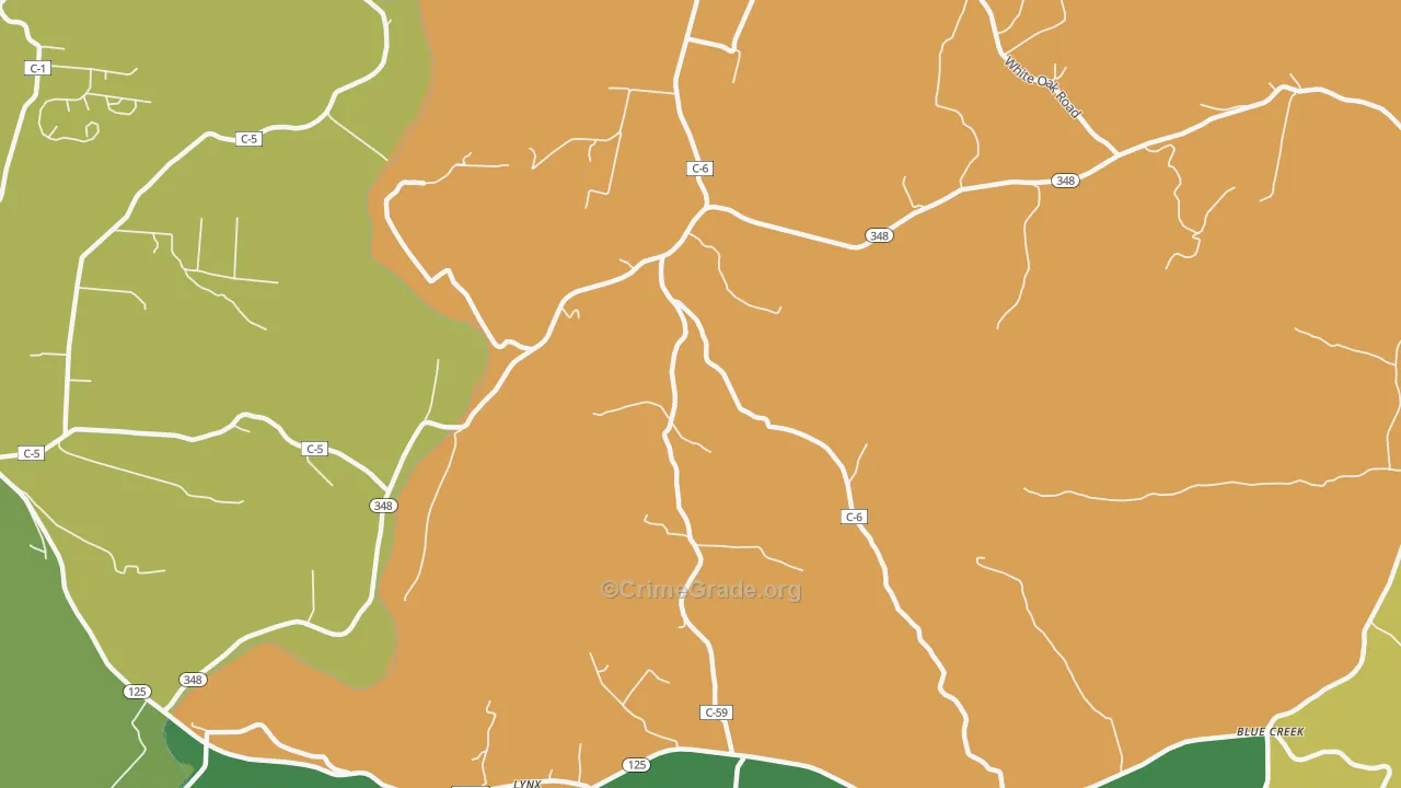 Cedar Mills, OH Map of Theft Rates