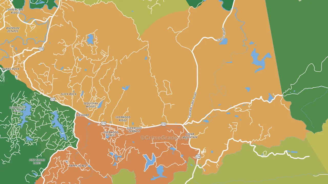 Cedar Mountain, NC Map of Theft Rates